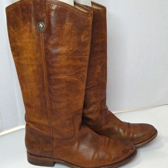Frye Shoes - Frye Melissa Double Sole Button Lug Tall Brown Leather Women's Boots